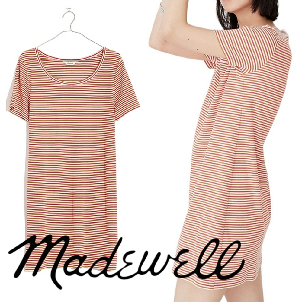 Madewell | Swingy Tee Dress | Cloud Lining Bikini Stripe | Large | L7903